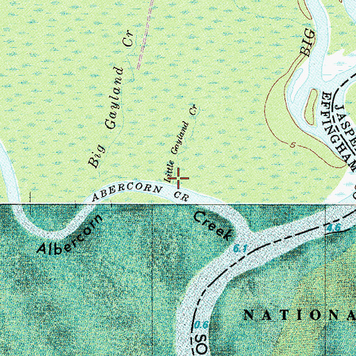 Topographic Map of Little Gayland Creek, GA