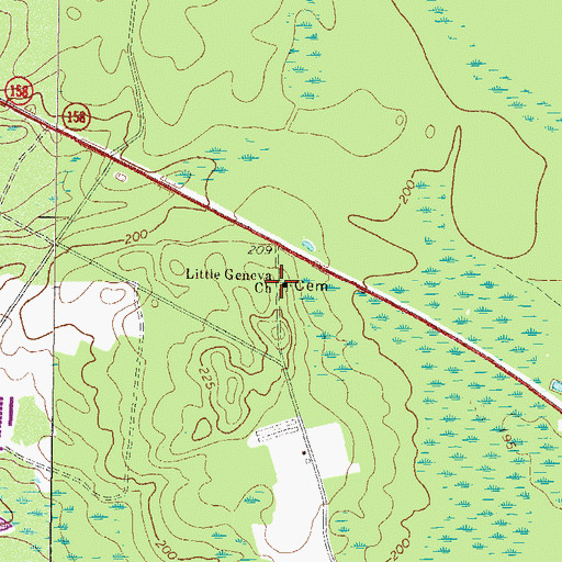 Topographic Map of Little Geneva Church, GA
