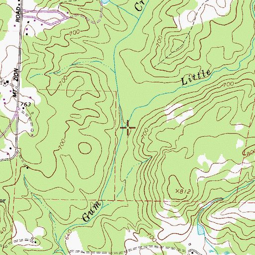 Topographic Map of Little Gum Creek, GA