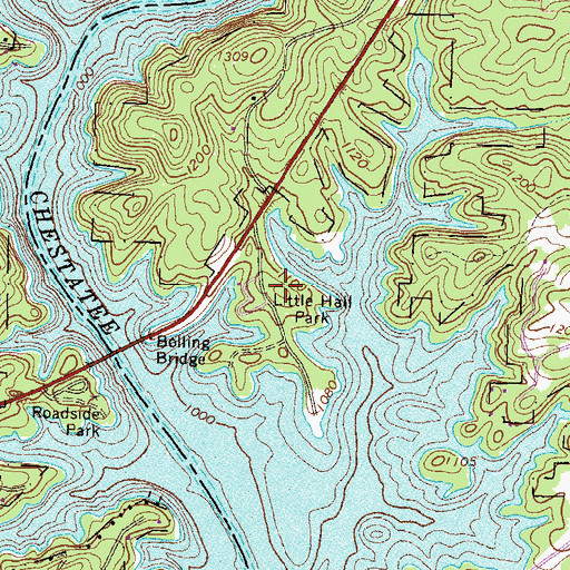 Topographic Map of Little Hall Park, GA
