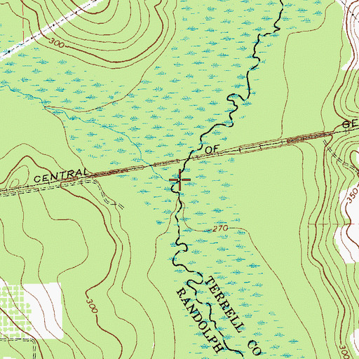 Topographic Map of Little Ichawaynochaway Creek, GA