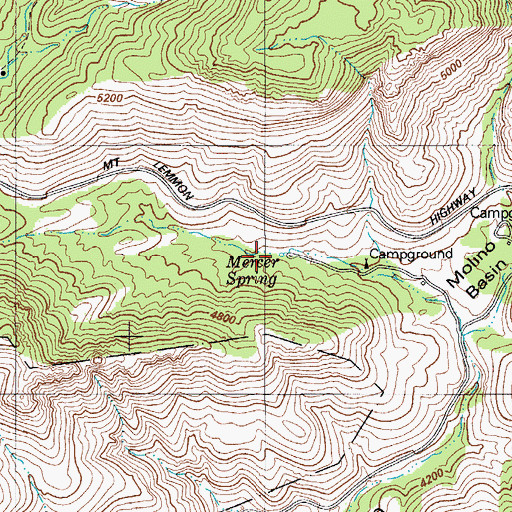 Topographic Map of Mercer Spring, AZ
