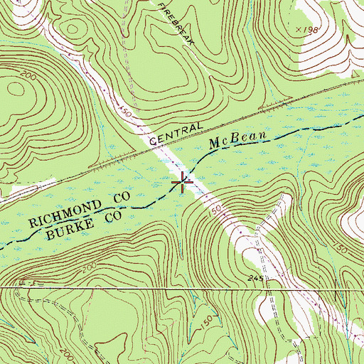 Topographic Map of Little McBean Creek, GA