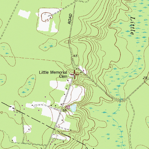 Topographic Map of Little Memorial Cemetery, GA