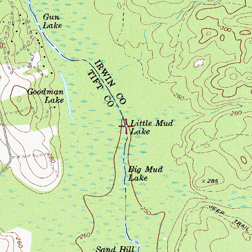 Topographic Map of Little Mud Lake, GA