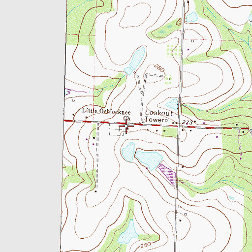 Topographic Map of Little Ochlockonee Church, GA