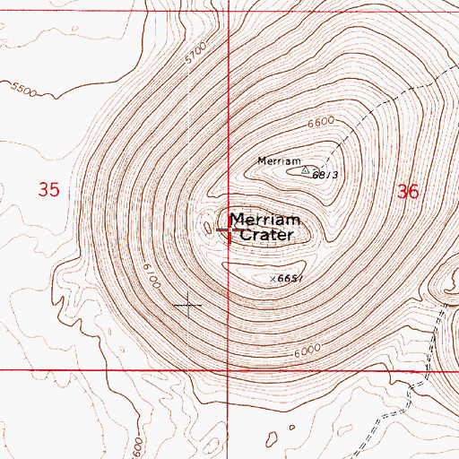 Topographic Map of Merriam Mountain, AZ