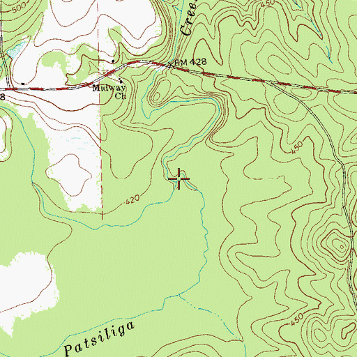 Topographic Map of Little Patsiliga Creek, GA