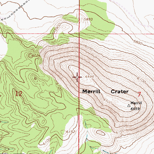Topographic Map of Merrill Crater, AZ