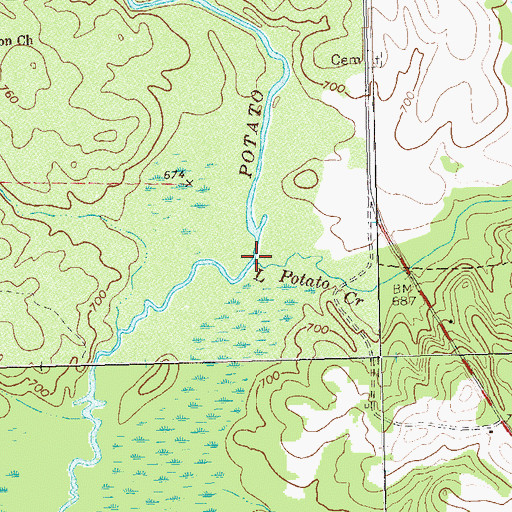 Topographic Map of Little Potato Creek, GA