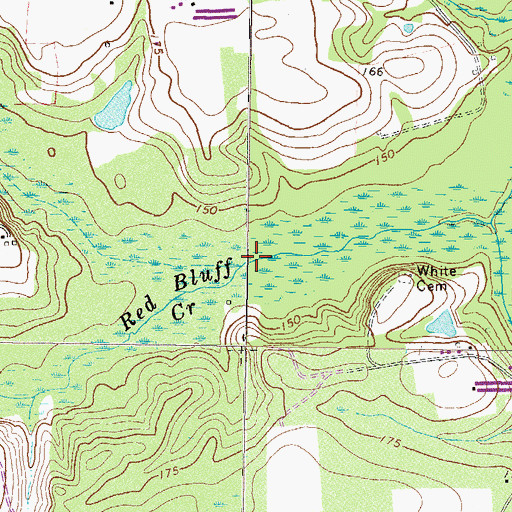 Topographic Map of Little Red Bluff Creek, GA