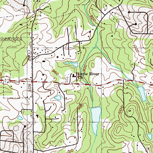 Topographic Map of Little River Church, GA