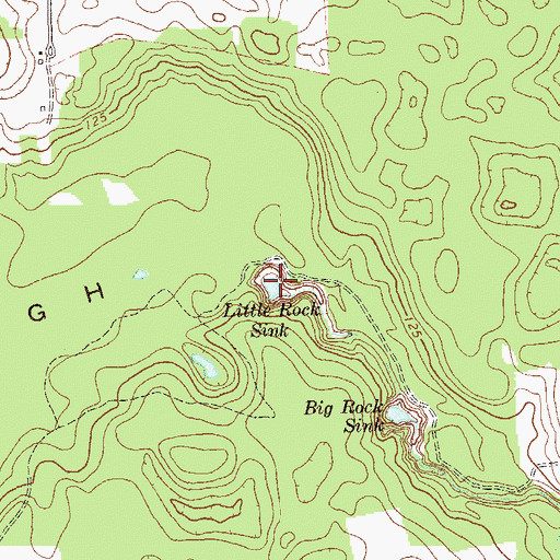 Topographic Map of Little Rock Sink, GA