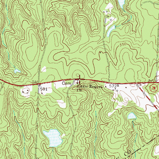 Topographic Map of Little Rogers Church, GA