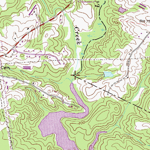 Topographic Map of Little Sandy Creek, GA