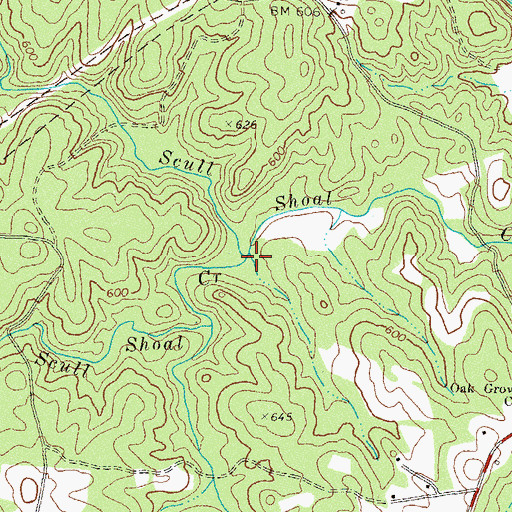 Topographic Map of Little Scull Shoal Creek, GA