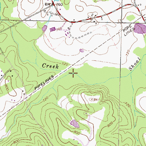 Topographic Map of Little Shoal Creek, GA