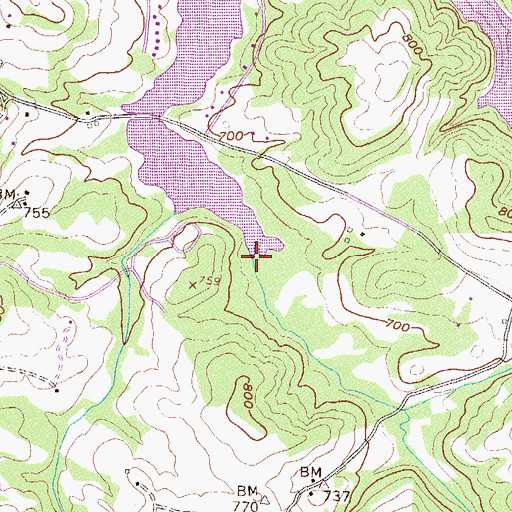 Topographic Map of Little Shoal Creek, GA