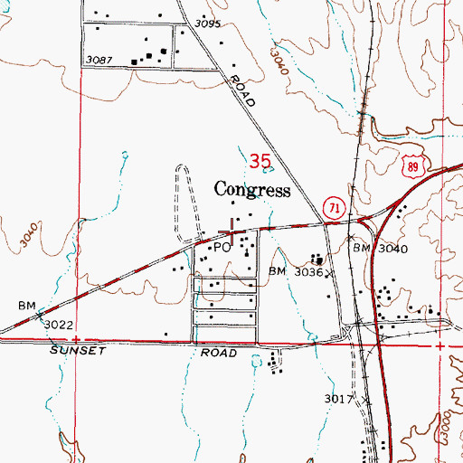 Topographic Map of Congress, AZ