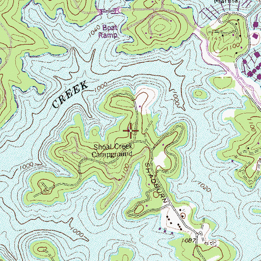 Topographic Map of Little Shoal Creek Public Use Area, GA
