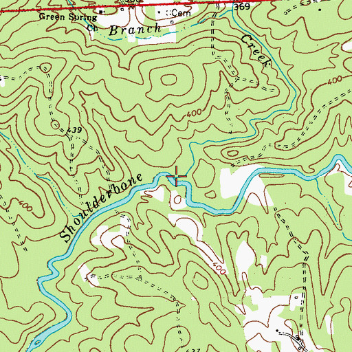 Topographic Map of Little Shoulderbone Creek, GA