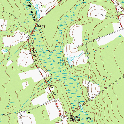 Topographic Map of Little Spanish Creek, GA