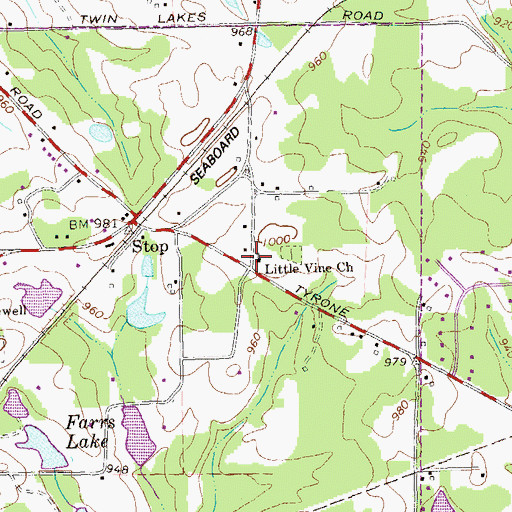 Topographic Map of Little Vine Church, GA
