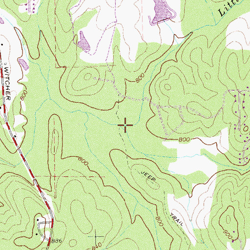 Topographic Map of Little Wahoo Creek, GA