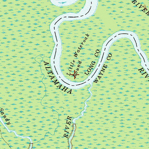 Topographic Map of Little Wateroak Round, GA