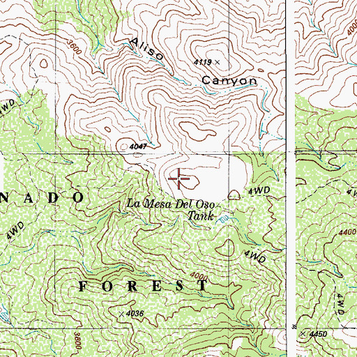 Topographic Map of Mesa de la Osa, AZ