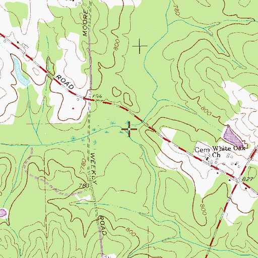 Topographic Map of Little White Oak Creek, GA