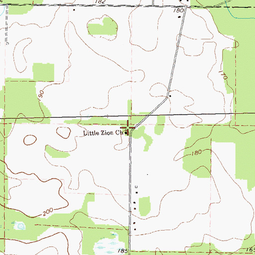 Topographic Map of Little Zion Church, GA