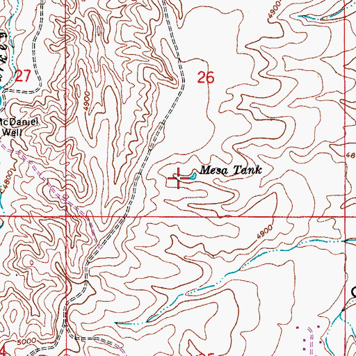 Topographic Map of Mesa Tank, AZ