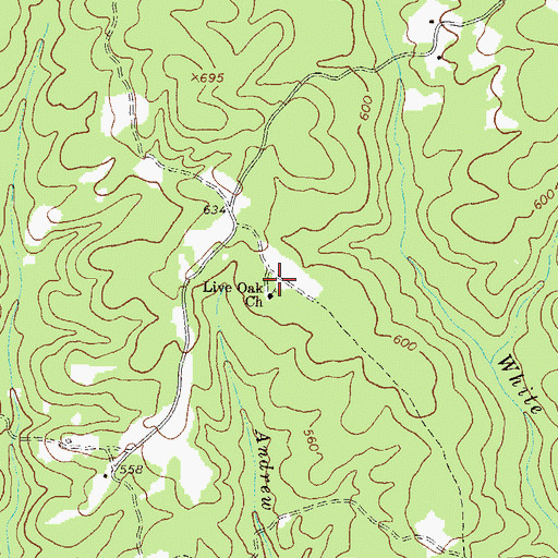 Topographic Map of Live Oak Church, GA
