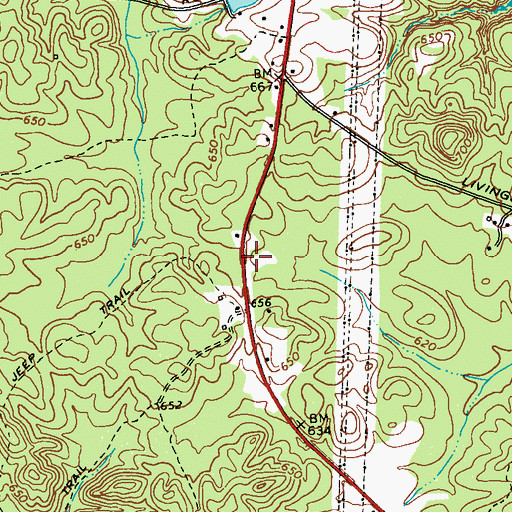 Topographic Map of Live Oak Church, GA