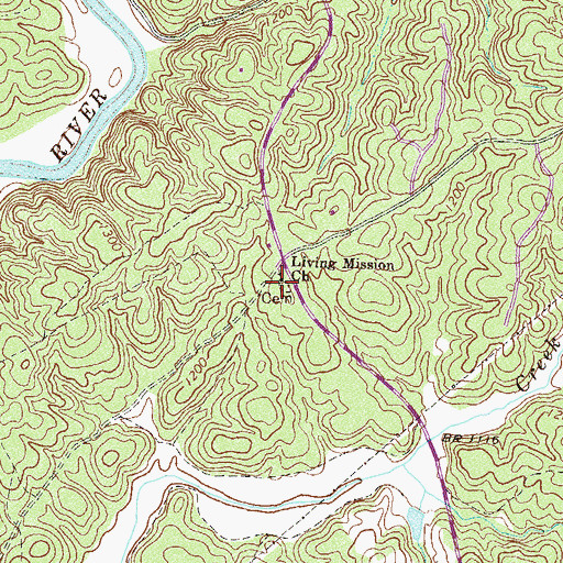 Topographic Map of Living Mission Church, GA