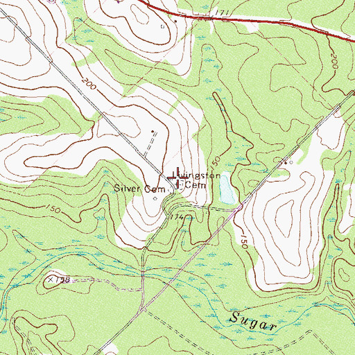 Topographic Map of Livingston Cemetery, GA