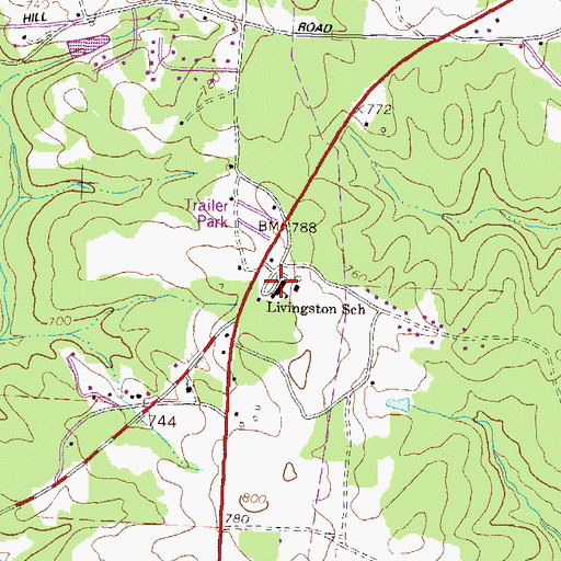Topographic Map of Livingston Elementary School, GA