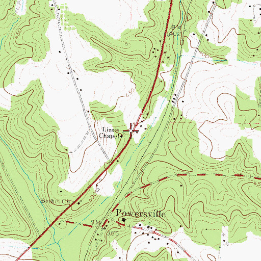Topographic Map of Lizzie Chapel, GA