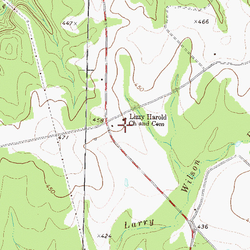 Topographic Map of Lizzy Harold Cemetery, GA