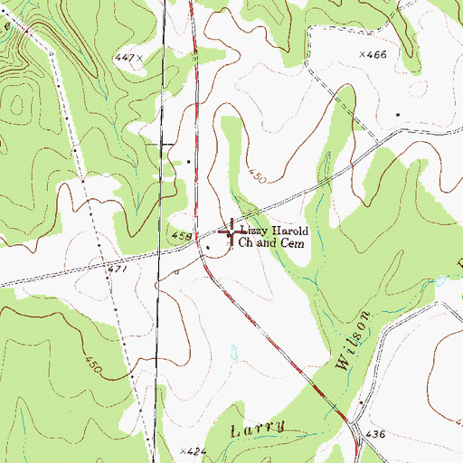 Topographic Map of Lizzy Harold Church, GA