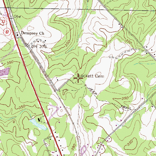 Topographic Map of Lockett Cemetery, GA