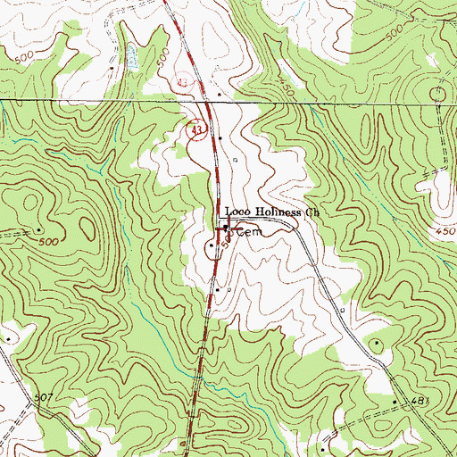 Topographic Map of Loco Holiness Church, GA