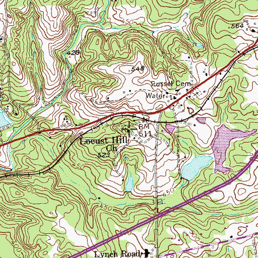 Topographic Map of Locust Hill Church, GA