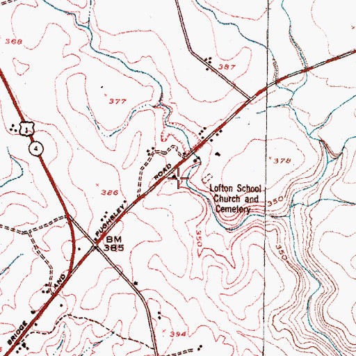 Topographic Map of Lofton Church, GA