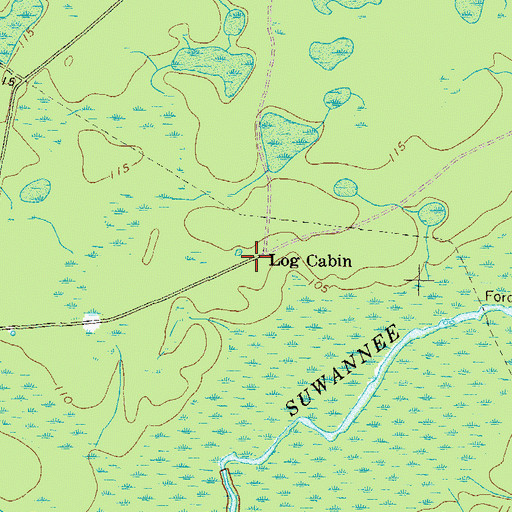 Topographic Map of Log Cabin, GA