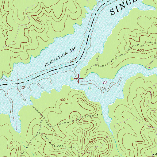 Topographic Map of Log Dam Creek, GA