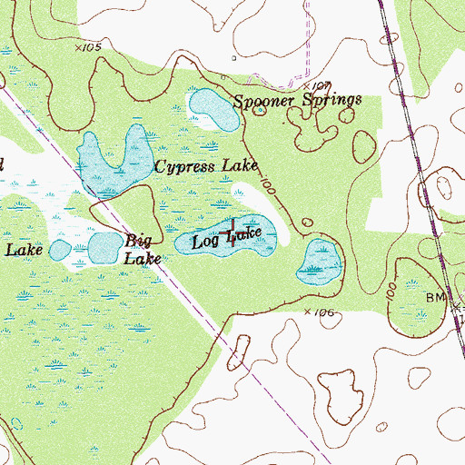 Topographic Map of Log Lake, GA