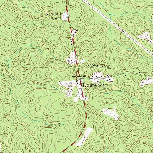 Topographic Map of Logtown, GA