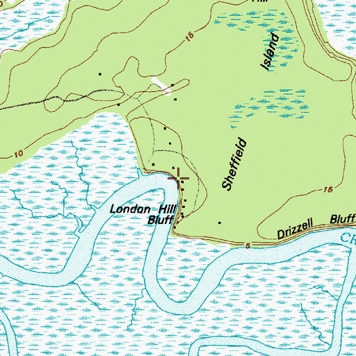 Topographic Map of London Hill Bluff, GA